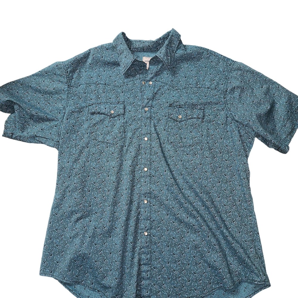 Men's wrangler western pearl snap dress shirt size xxl